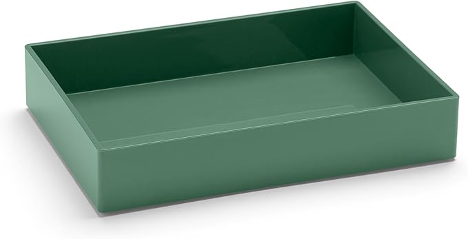 Poppin Stackable Medium Accessory Tray - Modular Lacquer Desk Trays for Office Organization, Color-Coordinated Office Supplies for Desk, Paper Trays (Sage, Medium Accessory)