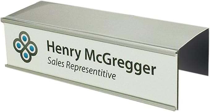 Quality Aluminum, Changeable Cubicle Nameplate Holder, Satin Silver Base, and Silver Name Plate Holder, Guaranteed Not to Crack (2.5" Cubicle Wall Depth)