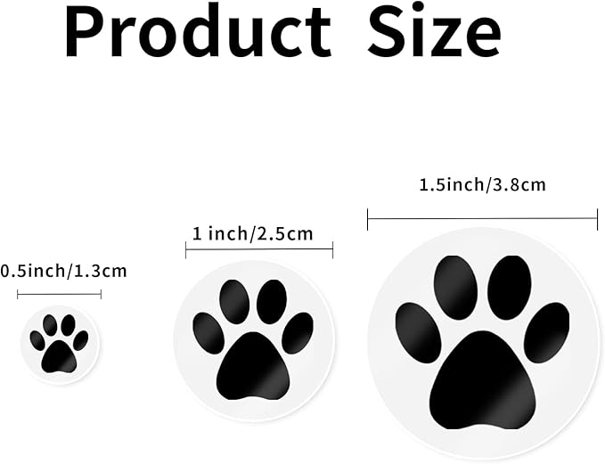 Paw Stickers, Clear Paw Prints Stickers, 500 Pcs 1 Inch Puppy Dog Paw Stickers, Self-Adhesive Black Bear Paw Stickers Roll for Kids Birthday Decorations Envelopes Seals Cards Gift Wrapping
