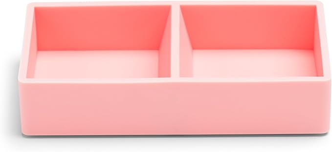Poppin Stackable Letter and Accessory Trays for Office Organization - Modular Lacquer Desk Trays, Color-Coordinated Office Supplies for Desk, Paper Trays (Blush Pink, This & That Tray)