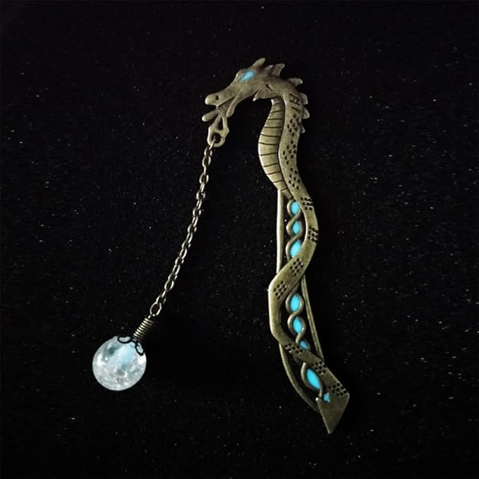 Vintage Luminous Metal Sea Horse Bookmark Gifts, Unique Glow in The Dark Bookmark Gift for Men, Women Students, Kids Teachers, Book Lovers, Bookworms (Sea Horse)