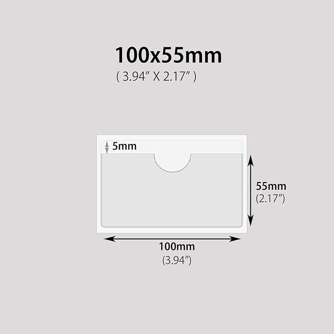 Adhesive Clear Pockets,Self Adhesive Clear Label Pockets Adhesive Card Folder Plastic Pockets Holders Sleeves for Index Cards Planners Cabinet Shelves Photo Cd,10Pieces(100x55mm)