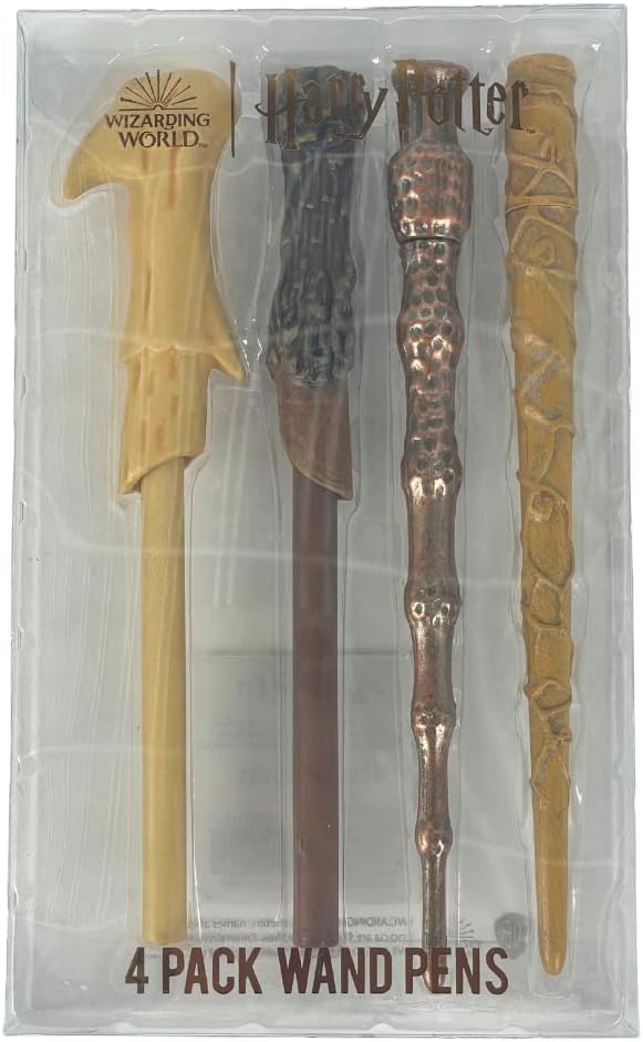 Harry Potter Wizarding World Wand Pens Set of 4 - Voldemort, Hermione, Dumbledore Wands