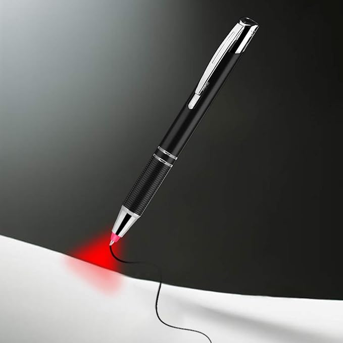Penyeah Pen with Light, Light Pen Flashlight, Lighted Tip Pens for Taking Notes Recording Writing in The Dark 2 Pack - Red+Blue Light Tip