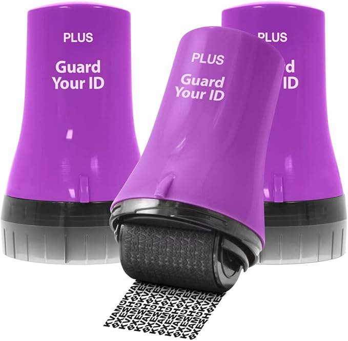 Wide Advanced Privacy Protection Roller for Bills, Mail, Address Labels, mask Private Information Without a Shredder, Identity Theft Prevention Stamp by Guard Your ID, ASOTV (Wide 3-Pack, Purple)