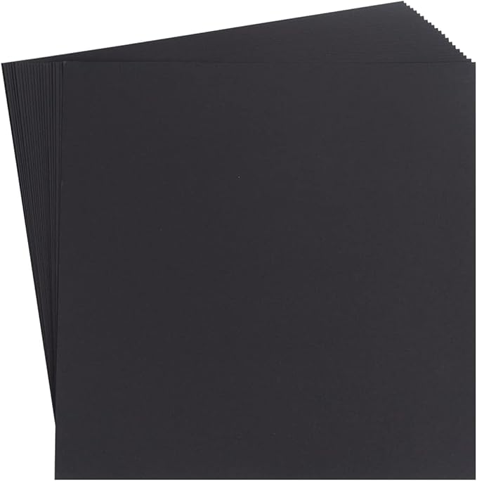 100 Pack Thick Paper Cardstock Blank Heavy Cards Stock for Invitations, Greeting Cards Making, Postcards, Photos, 250GSM Thick Paper (Black, 12x12 inches)