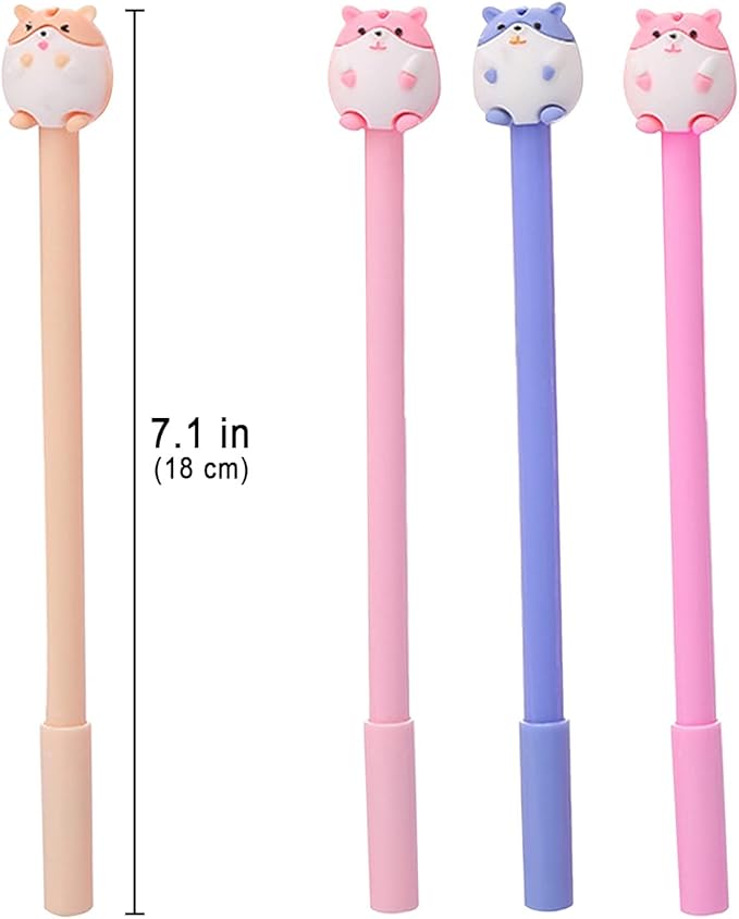 12 Pcs Cartoon Animal Pens, Kawaii School Supplies Pens Cute Cartoon Gel Ink Pens Boys Girls Cute Pens Suitable for Writing, Gifts for Children Teachers, Black Refill Pen Cap Rotate To Pull Out