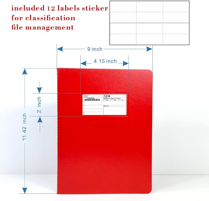 Fiberboard Binder, 8.5 Inch Centers, 3 Inch Capacity, Letter Size, for Pressboard Report Cover,12 per Box (Red) (color)