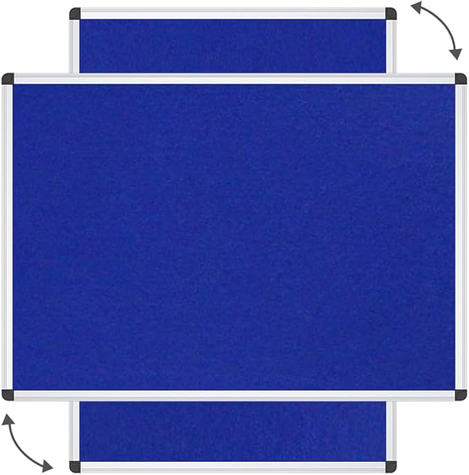 VIZ-PRO Notice Board Felt Blue, 48 X 24 Inches, 3 Pack, Silver Aluminium Frame