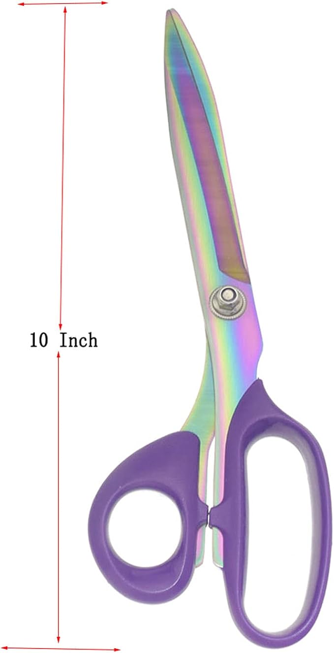 Fabric Scissors,Multi-Purpose Heavy Duty Colorful Titanium Plated Stainless Steel Sewing Scissors,Sewing Fabric Leather Dressmaking Shears Professional Crafting (10 Inch)