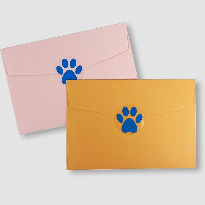 Paw Print Stickers, 1.5" Clear Round Bear Paw Stickers (500 PCS, Blue)