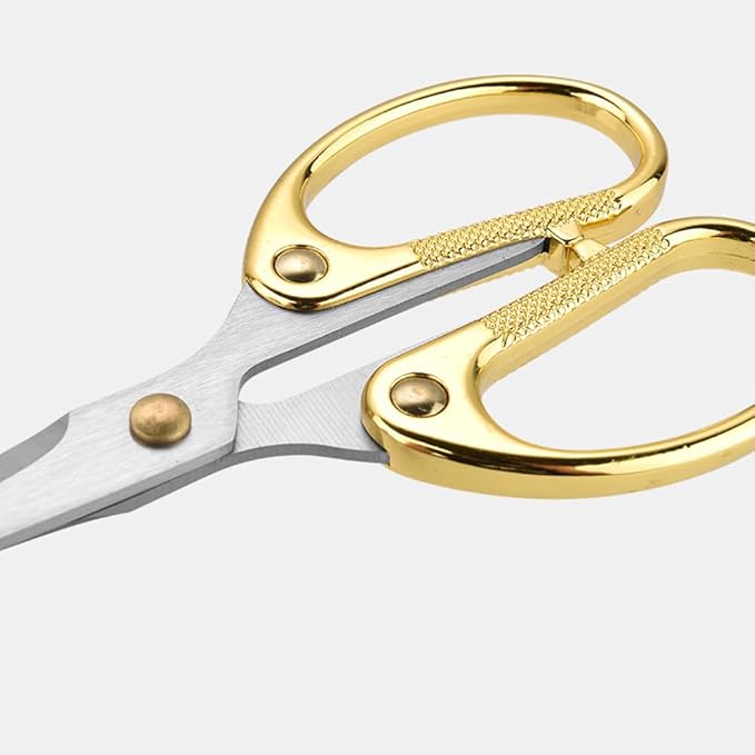 5" All Stainless Steel Office Scissors,Ultra Sharp Blade Shears,Sturdy Sharp Scissors for Office Home School Sewing Fabric Craft Supplies Multipurpose Scissors Gold