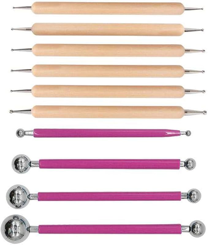 ABenkle 10Pcs Dotting Tools Ball Styluses for Rock Painting, Pottery Clay Modeling Embossing Art Mandala