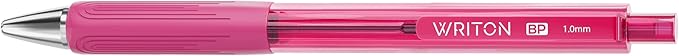 Writon Retractable Ballpoint Pens, Triangle Grip and Barrel, 1.0mm Medium Point, Pink Ink, 12 Pack