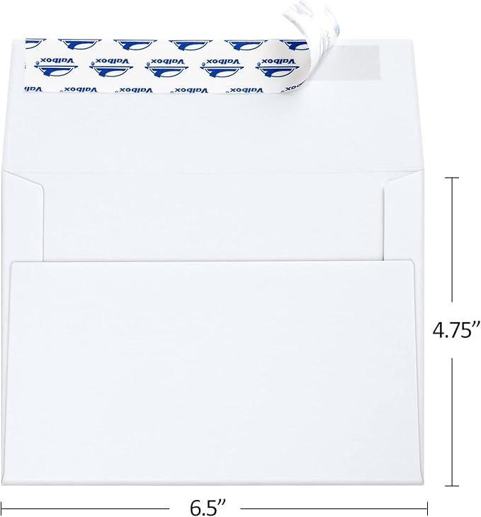 ValBox 100 Qty A6 Envelopes Self Seal 6.5 x 4.75" White Kraft Paper Invitation Envelopes for 4x6 Cards, Photos, Invitations, Weddings, Baby Shower, Birthday, Announcements, RSVP (A6)