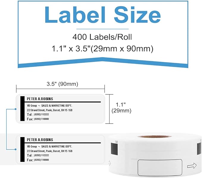 COLORWING 12 Rolls Replace Brother QL-800 Address Label DK-1201 (1.1" x 3.5") for QL-810W QL-710W Label Printer, Die-Cut 29mm x 90mm DK Label, Barcode & All Purpose Label, 1 Frame