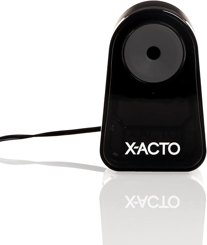 X-ACTO Pencil Sharpener, Mighty Mite Electric Pencil Sharpener with Pencil Saver, SafeStart Motor, Small Pencil Sharpener Perfect for Teacher and Homeschooling Supplies, Black, 1 Count