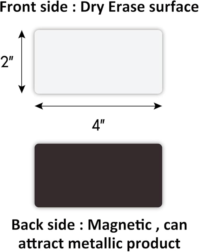 Reusable Magnetic Labels 4x2 Inch White, Dry Erase Magnetic Labels for Whiteboards，Pack of 40