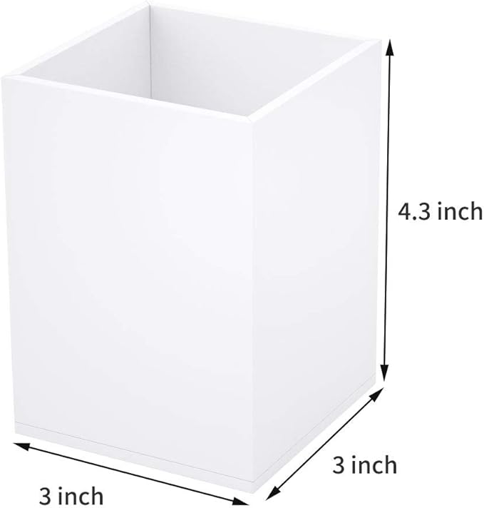 NIUBEE White Acrylic Pen Holder 2 Pack, Desktop Pencil Cup Stationery Organizer for Office Desk Accessory