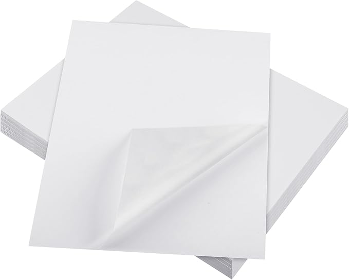 Washi Paper Sticker Paper White Printable Multipurpose Copy Paper Inkjet Printer Compatible Full Sheet Letter Size Labels(30 Pcs,7.2 x 10.1 Inches)