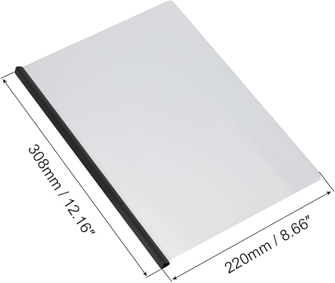 PATIKIL Clear Report Covers with Sliding Bar, 10 Pcs 15mm Slide-Grip Resume Covers 135 Sheets Capacity, A4 Presentation Folders for File, Resume, Black