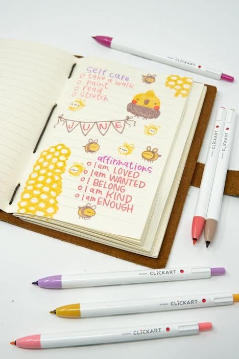 Zebra Pen ClickArt Retractable Marker Pen, Fine Point, 0.6mm, Assorted Light & Dark Ink Colors, 24-Pack, 69824