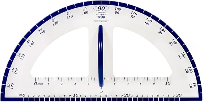 LEARNING ADVANTAGE Magnetic Dry Erase Protractor - Geometry Measurement Tool - for Whiteboards and Chalkboards - Teach Geometric Math Concepts - Angles and Shapes (7591)