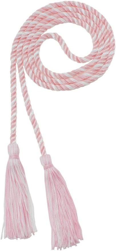 Tassel Depot Graduation Honor Cord - LT Pink/White - Every School Color Available - Made in USA