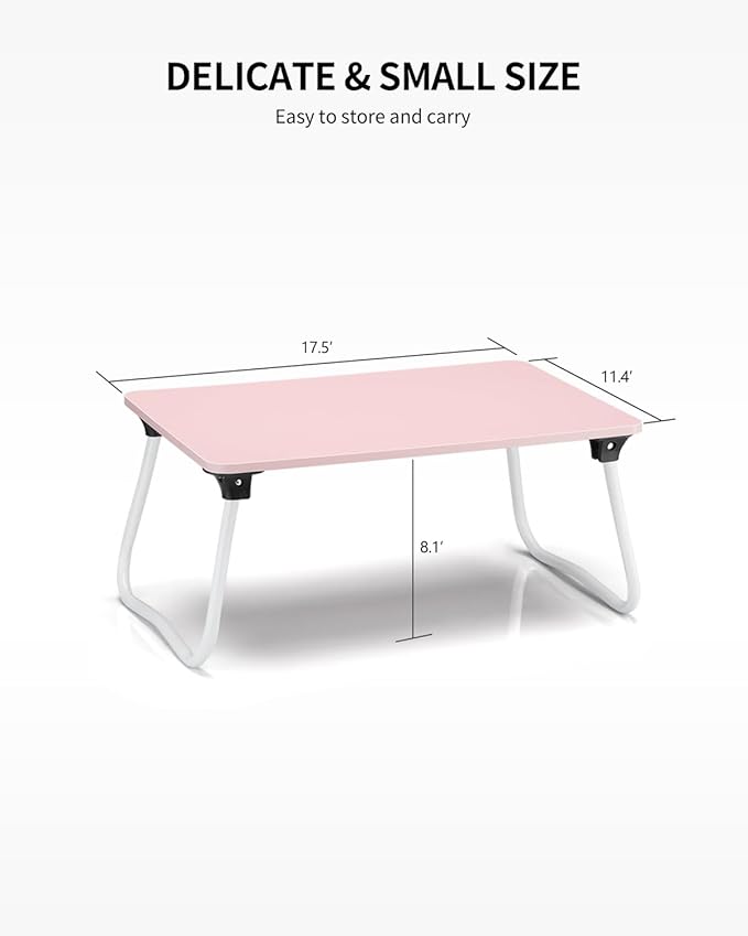Ruxury Foldable Lap Desk Laptop Stand Bed Desk Table Tray, Breakfast Serving Tray, Portable & Lightweight Mini Table, Lap Tablet Desk for Sofa Couch Floor - Pink