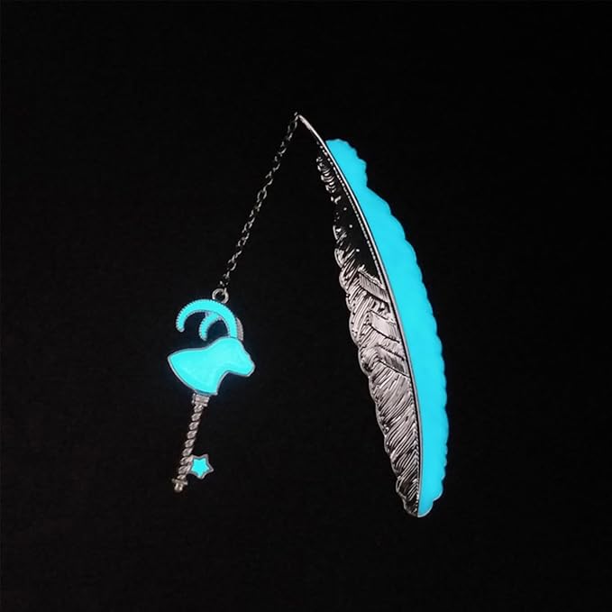 Zodiac Feather Bookmark Gifts for Women Men, Cool Metal Bookmark Glow in The Dark Capricorn Bookmark, Luminous Star Sign Constellation Horoscope Bookmark Gifts