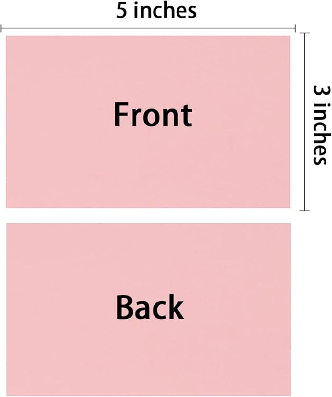 100 Pack Thick Paper Cardstock Blank Heavy Cards Stock for Invitations, Greeting Cards Making, Postcards, Photos, 250GSM Thick Paper (Pink, 3x5 inches)