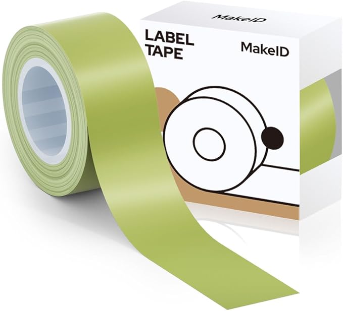 MakeID Label Maker Tape - Self-Adhesive Sticker Label Tape Refill Compatible with MakeID L1 Q1 Label Machine - Waterproof 6-Layer Laminated Film, Split-Back Design, 0.63"x13' (16mm x 4m)