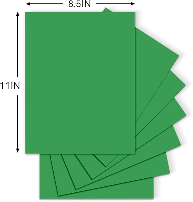25Sheets Green Cardstock Paper, 8.5 x 11 Card stock for Cricut, Thick Construction Paper for Card Making, Scrapbooking, Craft 90 lb / 250 gsm