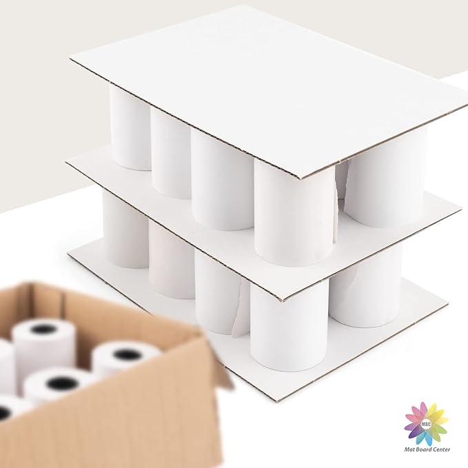 Mat Board Center, 25 pack 16x20 Corrugated Cardboard sheet, 1/8 inch thick, Flat Cardboard Inserts for Mailing, Packaging & Shipping, Cardboard Backing, Craft Card Board (White on one side)