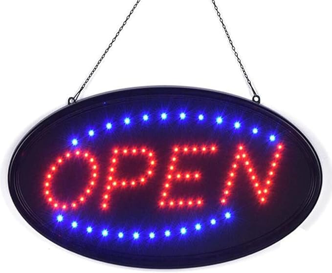 KEBE LED Open Sign, Bright High Visibility Advertisement Board Electric Display Sign Flashing Light for Business Walls Window Shop Bar Hotel, Two Modes (19"x10")