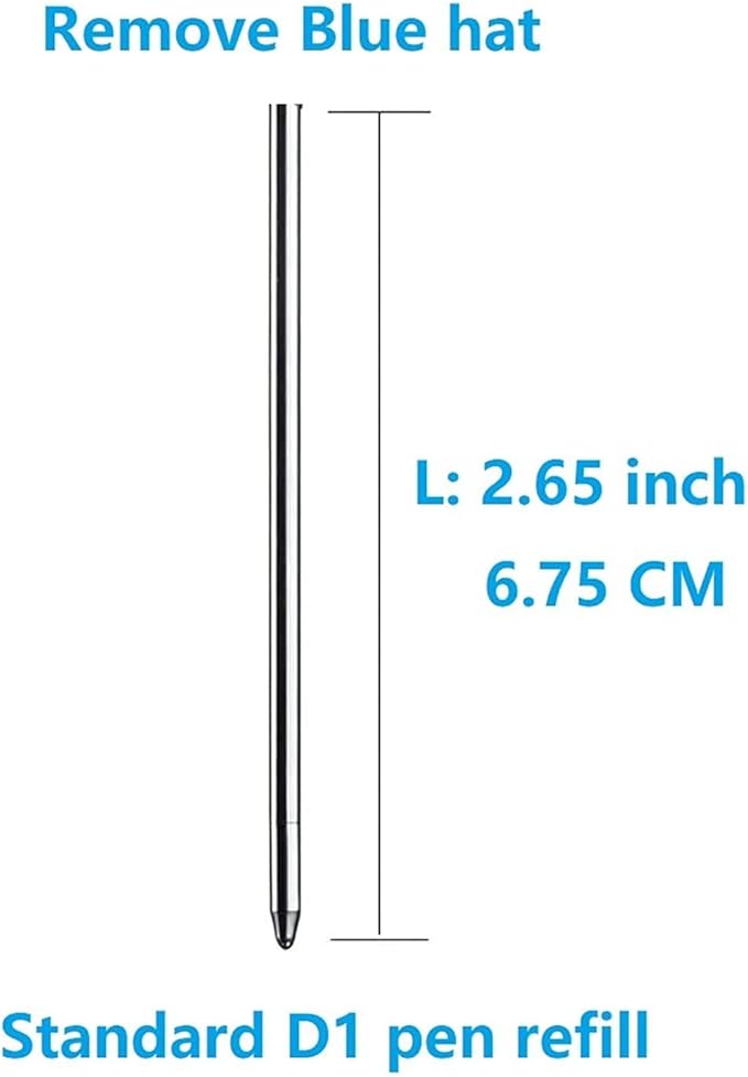 2.75'' Ballpoint Pen Refills,Standard D1 Ballpoint Pen Refill (Remove Blue Cap),Compatible with Swarovski Pen Refills (Blue Ink,Pack of 10)