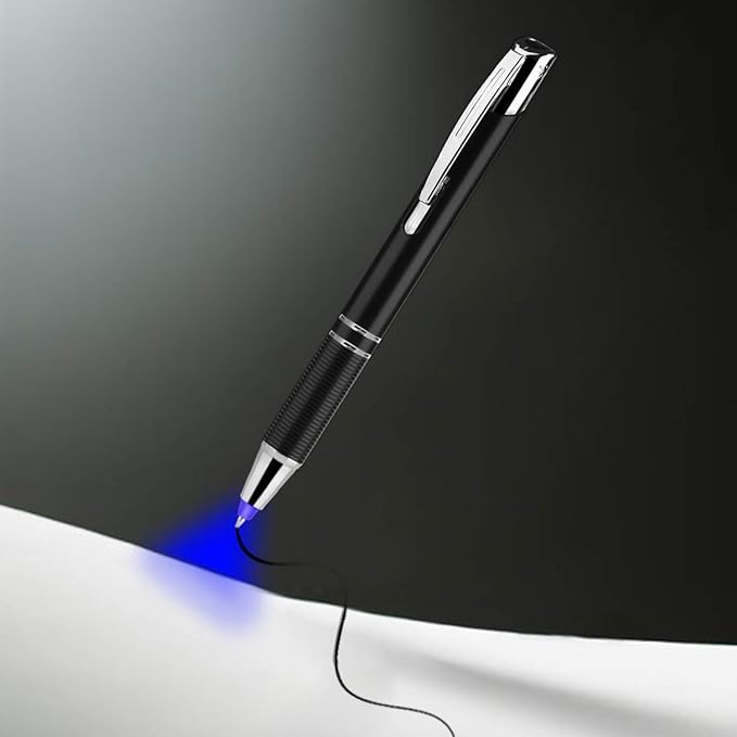 Penyeah Pen with Light, Flashlight LED Light Pen, Lighted Tip Pen for Nurses Writing in The Dark 2pack -Extra Batteries and Refills Included - White+Blue