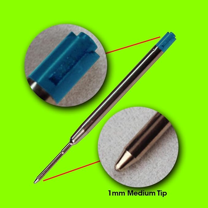 Jaymo Replacement for Parker 1950371 and Bastion - Measures 3.875 in / 98 mm Long - G2 Ballpoint Pen Refill - 6 Blue