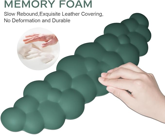 JIKIOU Upgrade Leather Cloud Keyboard Wrist Rest, Cloud Wrist Rest with Non-Slip PU Base, Comfortable Memory Foam Wrist Rest for Computer Laptop Mac Gaming Office and Pain Relief Christmas Wish Gift