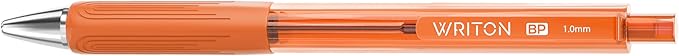 Writon Retractable Ballpoint Pens, Triangle Grip and Barrel, 1.0mm Medium Point, Orange Ink, 12 Pack