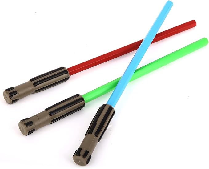 L LIFETIME Light Saber Pencils Party Favors, Star Fan Theme Goody Bag Supplies Blue Red Green with 3D Eraser Top for Boys Girls Adults Teen Tween Gift Birthday Celebration (24)