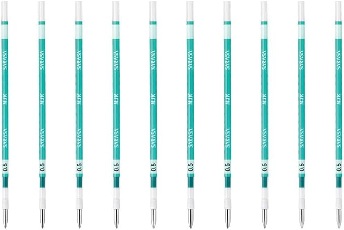 Zebra Sarasa Select B-RNJK5-BG Ballpoint Pen Refills, Sarasa NJK-0.5 Core, Blue Green, 10 Pieces