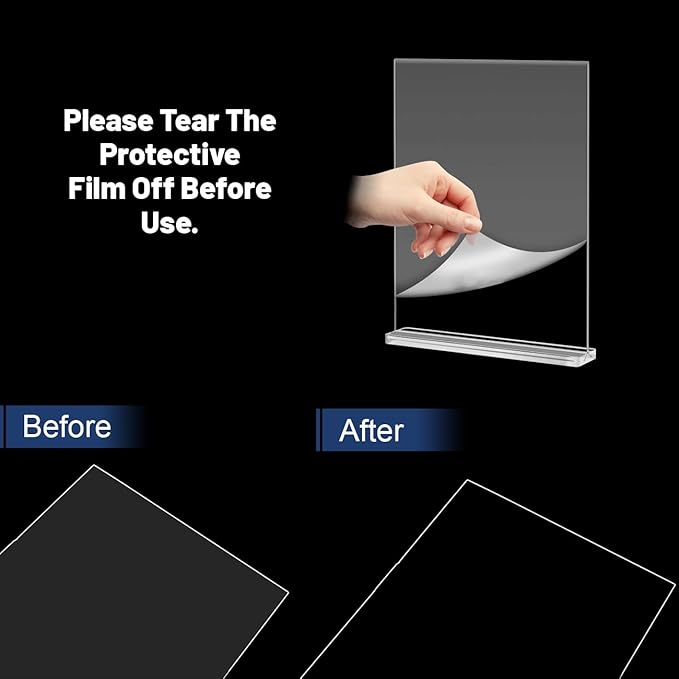 10 Pack Acrylic Sign Holder 8.5 X 11, Vertical T Shape Clear Plastic Sign Holder, Double Sided Clear Display Stand Table Top Sign Paper Holder, Sign Holder Suitable for Office, Store
