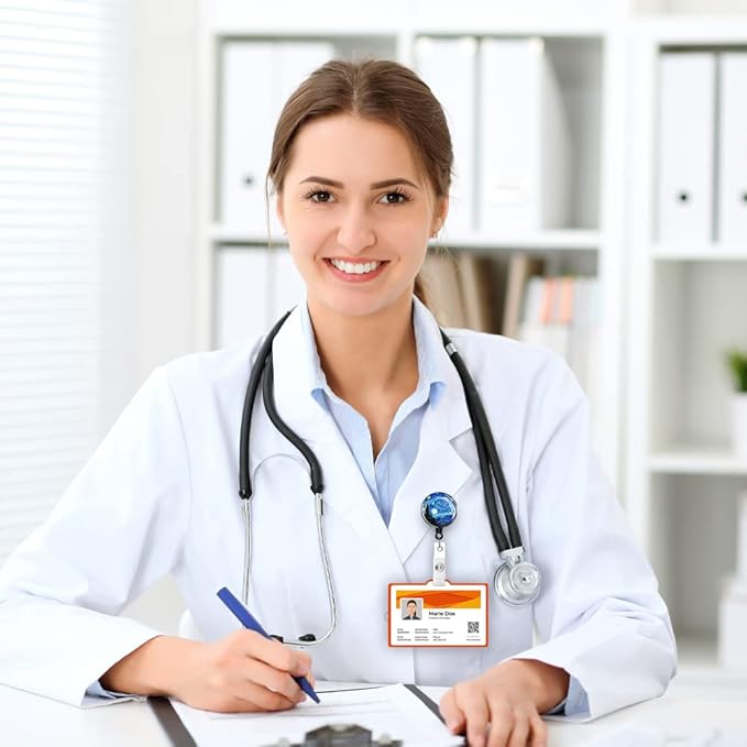 Retractable ID Badge Holder,Nurse Badge Reels with Clip,Name Card Holders for Office Worker Doctor Nurse (Starry Night)