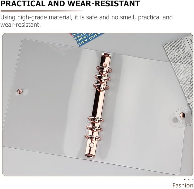 LALAFINA 3pcs Rose Gold Hand Book 6- Ring Binder Covers A5 Transparent Binder Cover Binder Cover Snap Button Clear Journal Binder Cover A5 Binders Students Supplies The Album Loose Leaf PVC