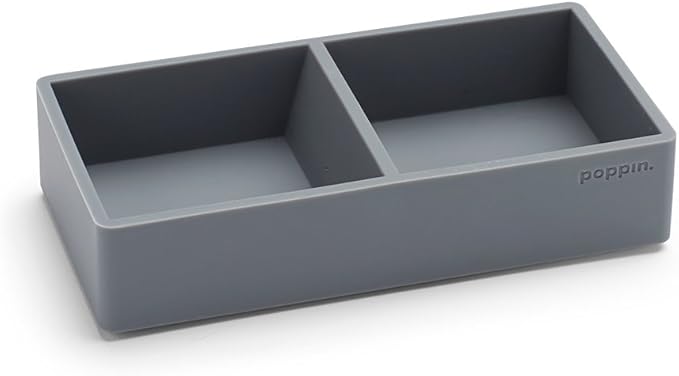 Poppin This & That Tray - Modular Desk Trays for Office Organization, Color-Coordinated Office Supplies for Desk (Dark Gray, This & That Tray)