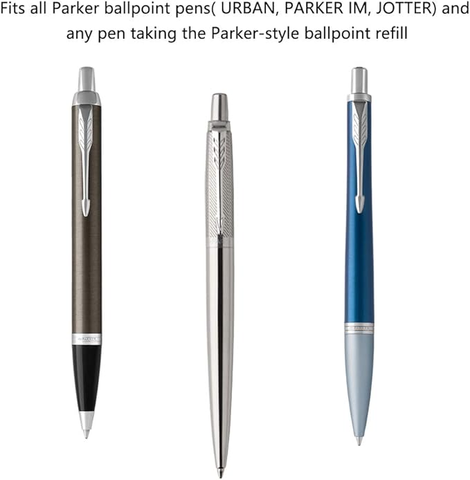 Unibene Parker Compatible Gel Ink Ballpoint Refills 12 Pack,0.7mm Medium Point-Blue, Smooth Writing Replaceable German Ink Tactical Pen Refills for Parker Ballpoint/UZI Pen