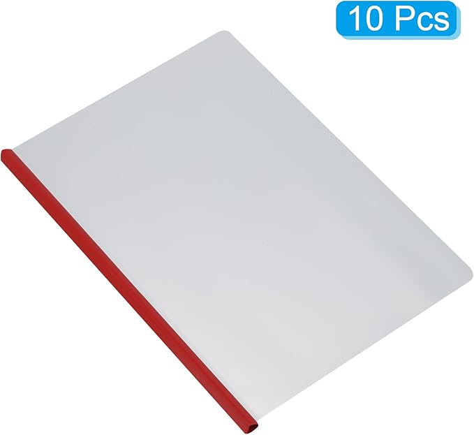 PATIKIL Clear Report Covers with Sliding Bar, 10 Pcs 15mm Slide-Grip Resume Covers 135 Sheets Capacity, A4 Presentation Folders for File, Resume Red