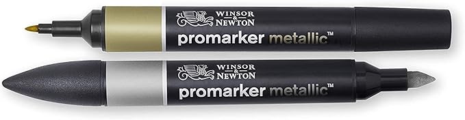 Winsor & Newton Promarker Metallic, Set of 2, Gold and Silver