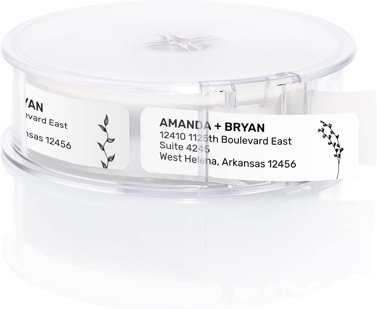 Botanical Flowers Rolled Address Labels/Roll of 500 Alternating Floral Illustrations Personalized Address Labels/Designer Return Address Stickers in Elegant Plastic Dispenser